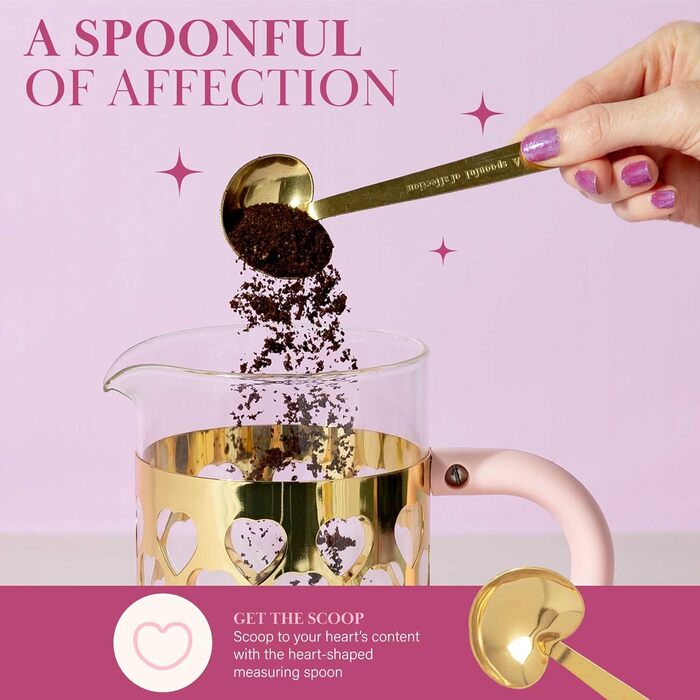 Френч-прес Paris Hilton на 8 чашок, рожевий, з ложкою у формі серця, 2 шт.