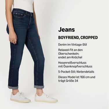 Джинси жіночі Amazon Essentials Boyfriend Crop, середньої посадки, еластичні, темно-сині (44)