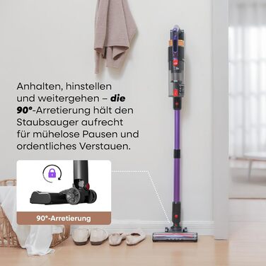 Бездротовий акумуляторний пилосос UNINELL HOME 48000Pa/550W з LED-дисплеєм та антизаплутана насадка. Підходить для килима, твердого покриття та шерсті тварин. Колір: фіолетовий