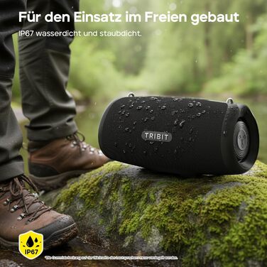 Tribit StormBox Lava: Портативна Bluetooth колонка 80 Вт, чорна. Водонепроникна (IP67), 24 год, Bluetooth 5.4, EQ, Bass Boost, TWS для вечірок, пляжу, кемпінгу