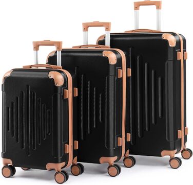 Набір валіз LEADZM 3 шт. з захистом кутів, ABS, телескопічний ручка, ручна поклажа, контрастне забарвлення (кремово-білий)