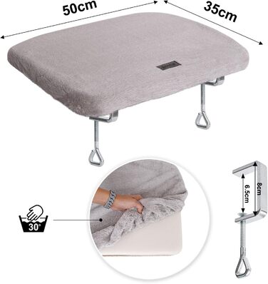 Lionto Cat Bed for Windowsill - Cat Lounger for Windowsill - Cat Bed for Windows 35x50 cm, light grey