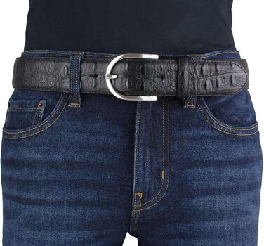 Жіночий шкіряний ремінь Beltinger з імітацією крокодилячої шкіри 4 см, білий, срібна пряжка, довжина 95 см