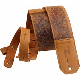 Шкіряний гітарний ремінь Nefelibata 2.3' з повним покриттям з тисненням Сахари (жовтий) для бас, електро та акустичної гітари