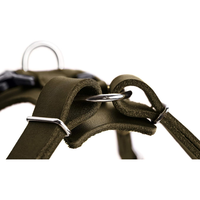 Шлейка для собак HUNTER AALBORG з натуральної шкіри, оливковий колір, розмір M-L