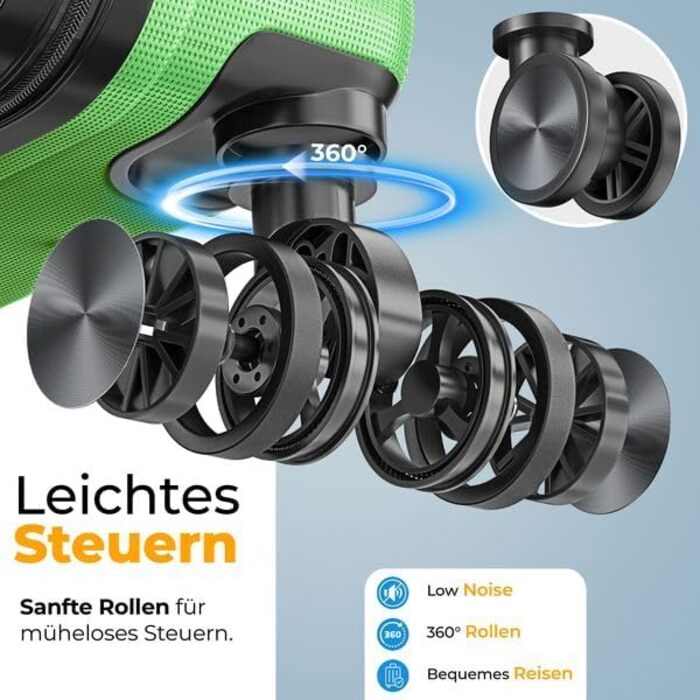 Набір валіз KESSER® 3 шт. | ABS валізи з кодовим замком, ваговою валізою та органайзером для подорожей | Валізи для ручної поклажі та великі валізи для бізнесу та подорожей (Apple Green)