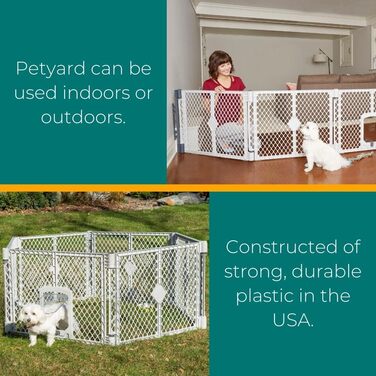 North States MYPET Petyard – портативний вольєр для собак, 6 панелей, 66 см, сірий (для дому та вулиці)