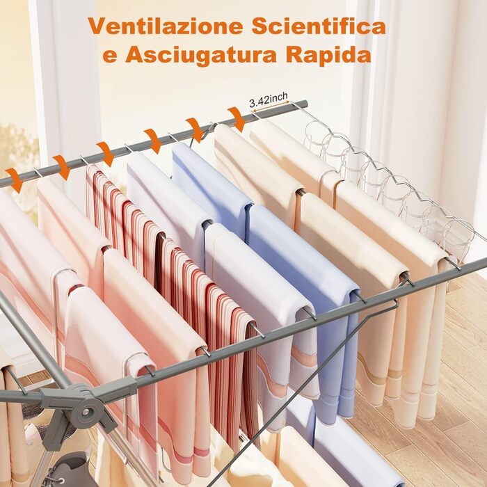 Стійка для сушіння білизни Innotic, 3 яруси, складна, сірого кольору