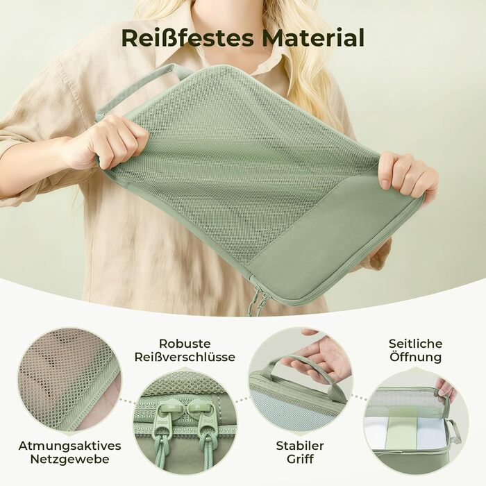 8-кількість компресійних кубиків для одягу, органайзер для валізи, чорний (8 шт., мат-зелений)