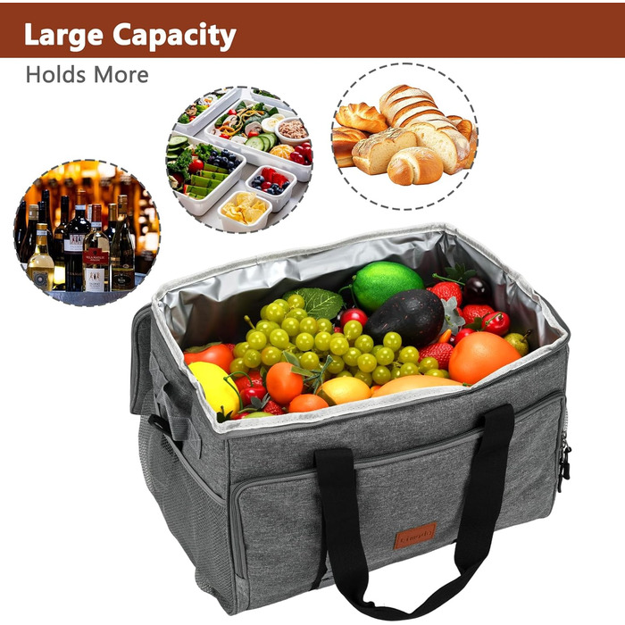Термосумка 35L для пікніка та обідів: ізольована, водонепроникна, для кемпінгу, пляжу та BBQ