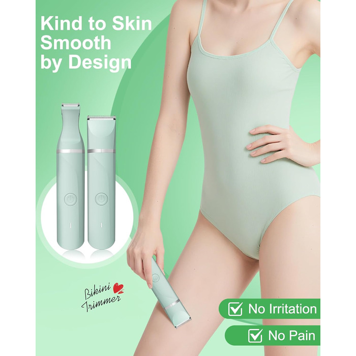 Електричний жіночий епілятор AREYZIN для інтимної зони, зарядний, водонепроникний, зелений