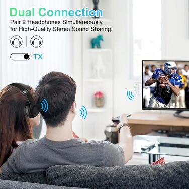 Bluetooth 5.4 адаптер-трансмітер та ресивер 2-в-1 Pro 2026, бездротовий аудіо-адаптер для ТБ, ПК, авто та літака, підтримка 2 навушників, AUX, білий
