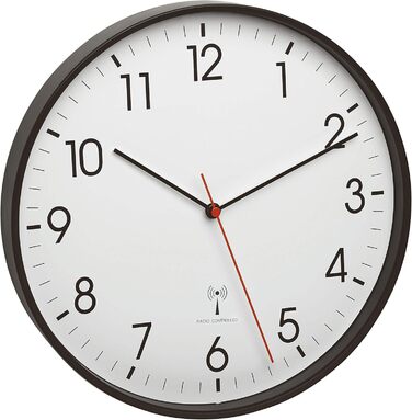 TFA Dostmann Analog Wall Clock with Metal Frame, 305 x (H) 47 mm, Plastic, Black, 60.3537.01