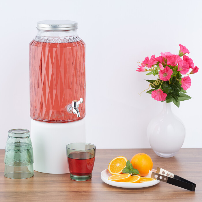 Relaxdays 5-Liter Beverage Dispenser with Diamond Pattern
