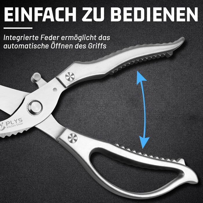 Ніж для курки з нержавіючої сталі Plys: професійний кухонний ніж для птиці, ріже кістки, сріблястий