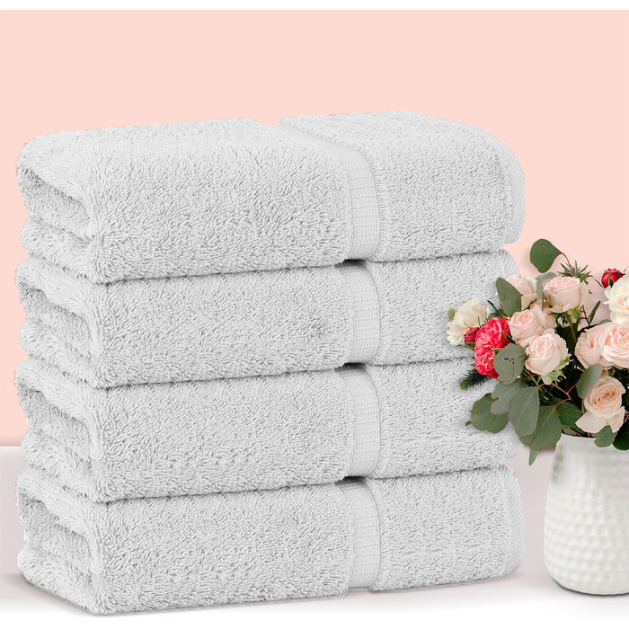 Набір розкішних рушників Chakir Turkish Linens з турецької бавовни, готельна якість, 6 предметів (2 великі, 2 середні, 2 маленькі), сріблясто-сірий
