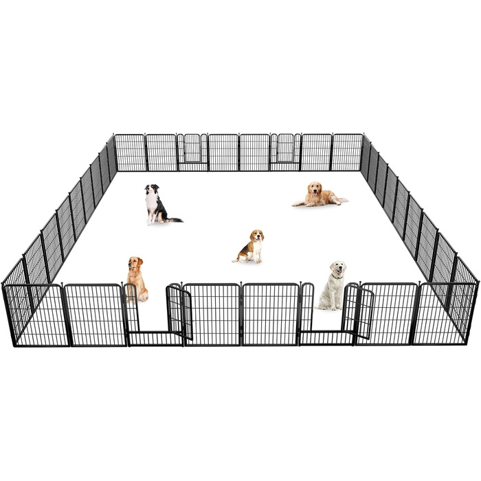 Металевий вольєр для собак на вулицю, 81.3 см, вольєр для цуценят, загон для собак великих, середніх та малих порід, портативний, з воротами
