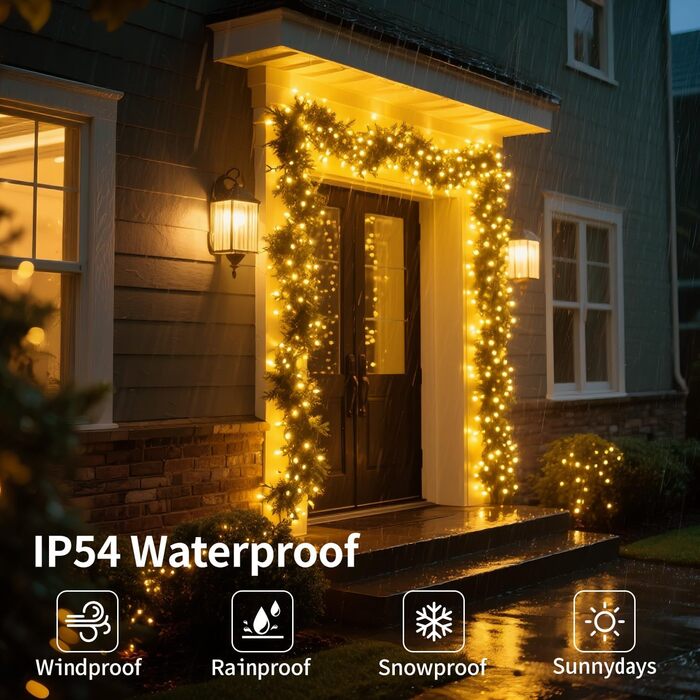 LED гірлянда для декору приміщень та вулиці, 33м, 300 LED, тепле біле світло, для саду, вечірки, весілля, Різдва, тераси, балкону