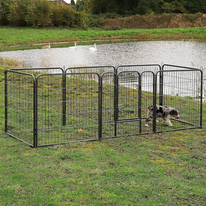 Клітка для цуценят та дрібних тварин Lionto, 80x80 см, розширювана, з дверцятами та засувом, для дому та саду, 8 елементів