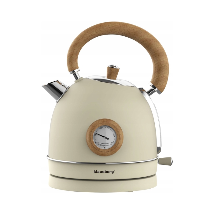 Електричний чайник Klausberg KB-7906 RETRO з термометром, 1.8 л, бежевий, 2200 Вт