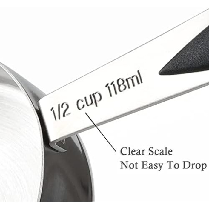Measuring cup and spoon set, stainless steel, includes 8 sturdy measuring cups, 8 double-sided magnetic measuring spoons, and 1 leveler for dry and liquid ingredients