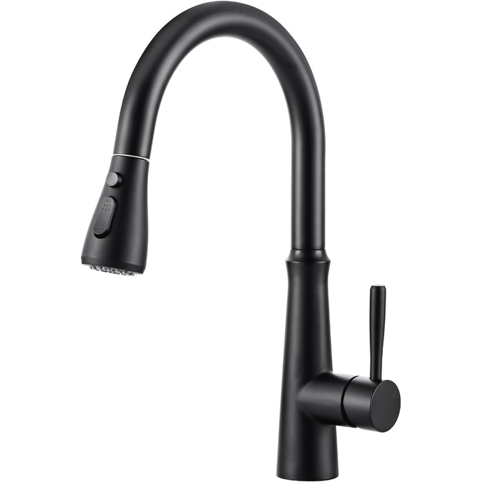 Кран кухонний iVIGA висувний з душем, водоспад, 360° поворот, мікшер, 3 режими, брашований нікель