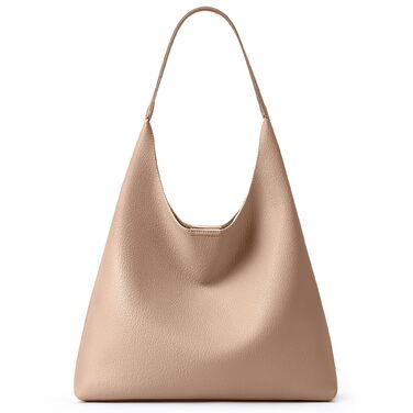 Сумка жіноча KALIDI Shopper Hobo з PU шкіри, бежева, для роботи, навчання, повсякдення, з кнопкою