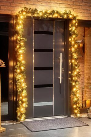 Декоративна гірлянда з LED-підсвічуванням 5 метрів (80 LED), розширювана, на батарейках, з таймером, 10 метрів дроту, для дому та саду, штучна, тепле біле світло