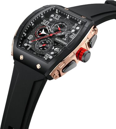 HANPOSH Чоловічий годинник: аналоговий кварцовий годинник, водостійкий спортивний годинник, тактичний годинник (чорний, золотий)