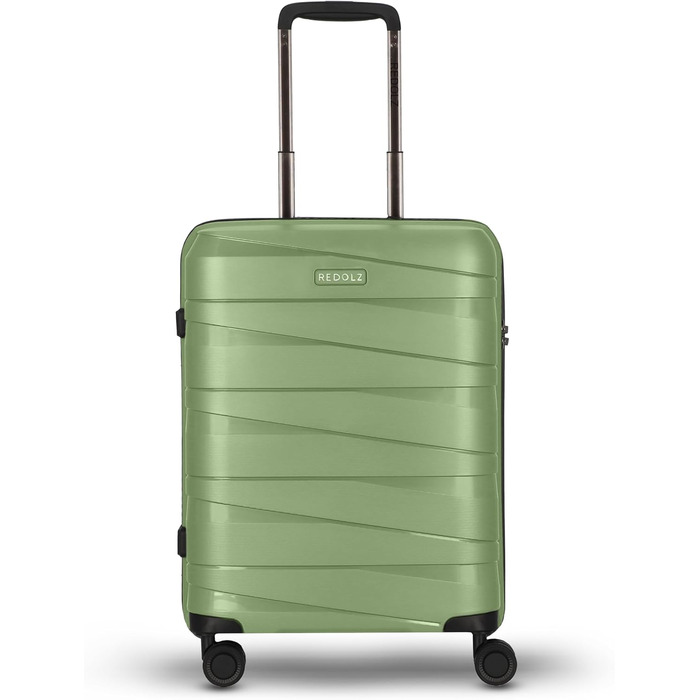 Чохол-валіза REDOLZ Hartschalen Check-in Essentials 10 | Великий XL валіза-ролер 50 x 30 x 76 см з легкого поліпропілену | 4 подвійні колеса, TSA | Зелений металік