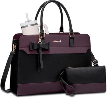 LOVEVOOK Сумка для ноутбука 15.6 дюймів, жіноча, велика, шкіряна, для роботи, навчання, офіційна, універсальна, на плечі, тоут, шкіряна сумка LOVEVOOK Violett-schwarz