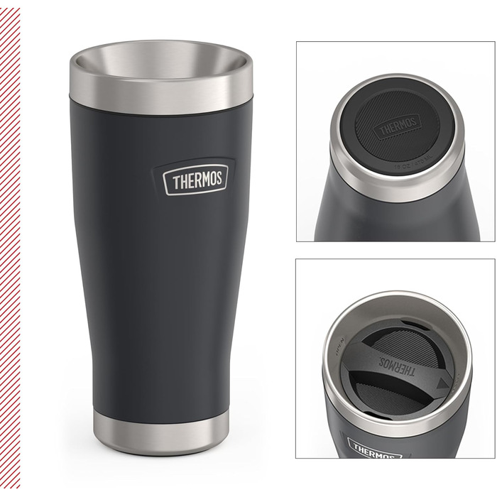 Термос ICON MUG 0,47л, темно-сірий/графітовий матовий, сталевий термокружка, 470мл, ізотермічний термос, 7 год гаряче / 22 год холодне, для кави з собою, миється в посудомийній машині, абсолютно герметичний, без BPA, 0,47л, темно-сірий/графітовий матовий