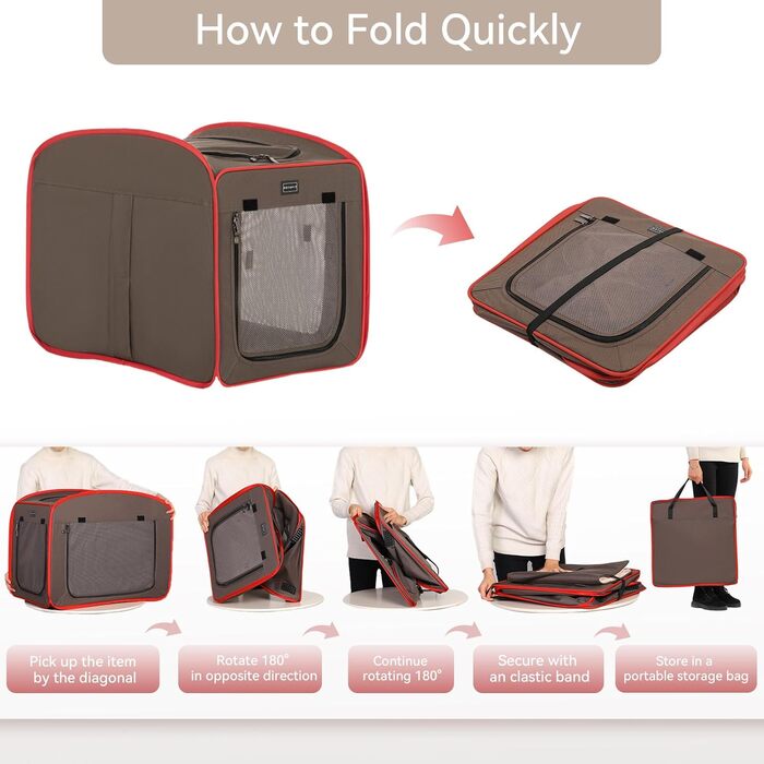 Складана переносна будка для собак Petsfit, 80x44x67 см, червоно-коричнева