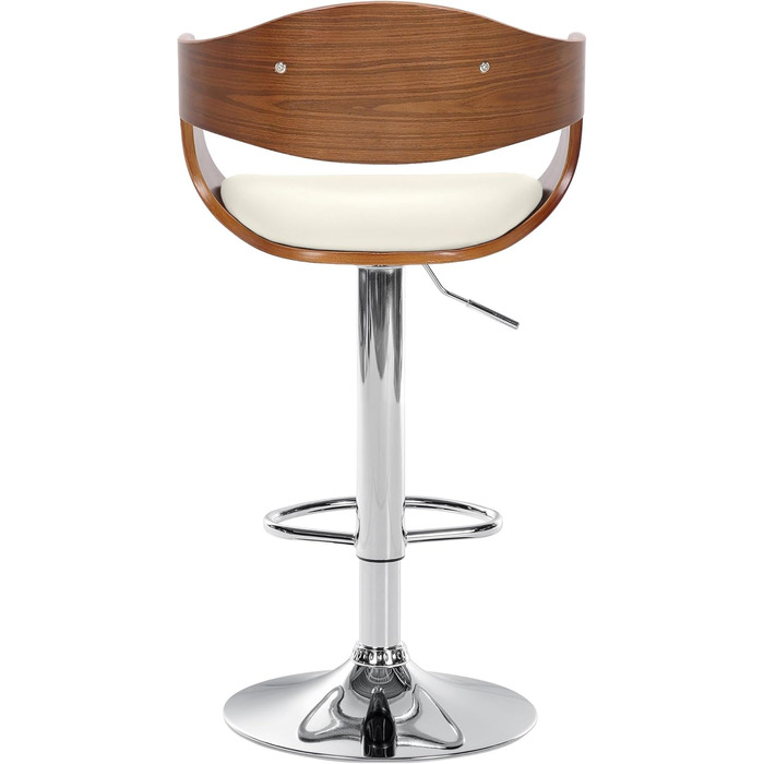 Kingston Adjustable Bar Stool with Faux Leather Seat - Walnut/White Finish