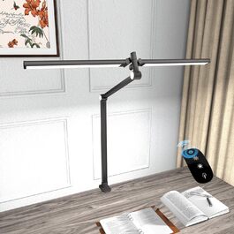 LED лампа для столу Hapfish з кріпленням, 24W, двокамерна, для монітора, широке та яскраве освітлення, 5 режимів кольору та 5 рівнів регулювання яскравості, денне світло, дитяча, з багатоосьовим кріпленням