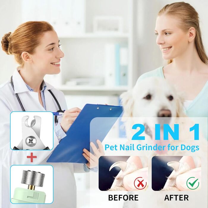 Шліфувальник кігтів для собак Czemo Profi Krallenschleifer - портативний, тихий, для собак та котів, 2 швидкості, догляд за кігтями