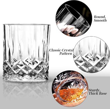 Набір склянок для віскі (6 шт.), 300 мл, кришталь, для віскі, бурбону, бренді, рому, коктейлів, дім, бар, вечірка