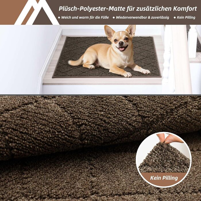 Ковзаючі сходи COSY HOMEER, 15 шт., 70 x 22 см, антиковзкі, самоклеючі, машинне прання, 100% поліестер, TPE-підкладка, для дітей, літніх людей та домашніх тварин, сірий та білий