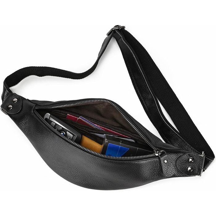 Чоловіча/Жіноча поясна сумка з екошкіри в стилі вінтаж, чорна. Сумка на пояс для подорожей, фестивалів, спорту. (1033lzw Schwarz)