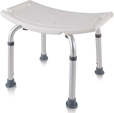 AUFUN Shower Stool Adjustable Height 35-51cm Shower Stool U-Type Non-Slip Bath Seat Shower Aid Shower Seat made of Aluminum and Plastic for Elderly, Pregnant Women (Shower Stool)