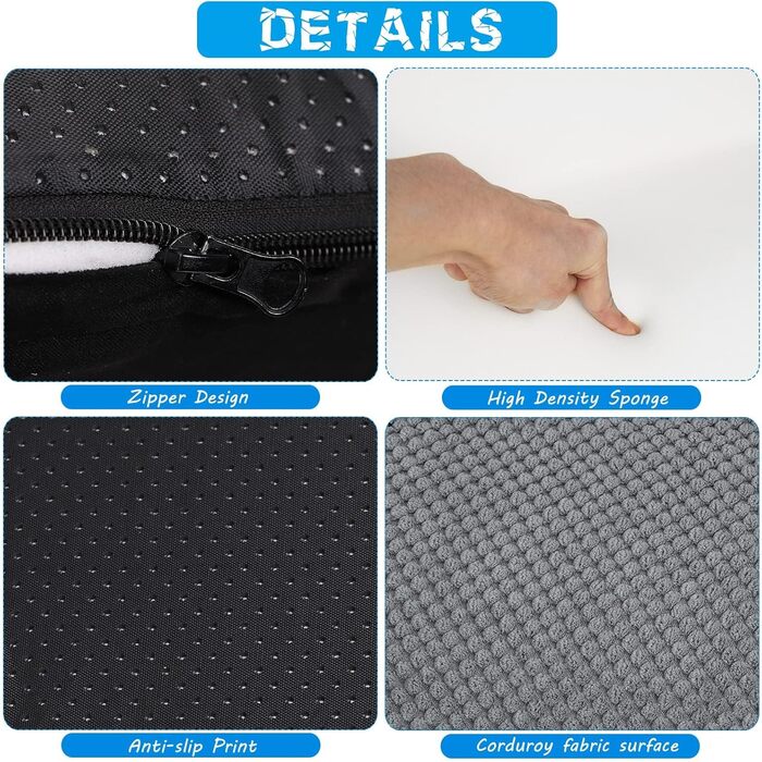 LIANTRAL Dog Stairs, 3 Steps Dog Stairs for Bed and Sofa made of High-Density Sponge, Cat Stairs Dog Ramp with Removable, Washable Cover and Pet Hair Remover Roller, 40 cm High (4 Steps Grey & Black)