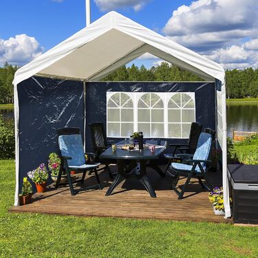 Relaxdays Pavilion Side Walls, 4-Piece Set, 2x3m, Side Panels, Window & Zipper, Waterproof, PE Plastic, Blue
