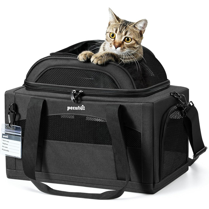 Транспортна сумка для котів Pecute: легка, складана, для подорожей, сіра