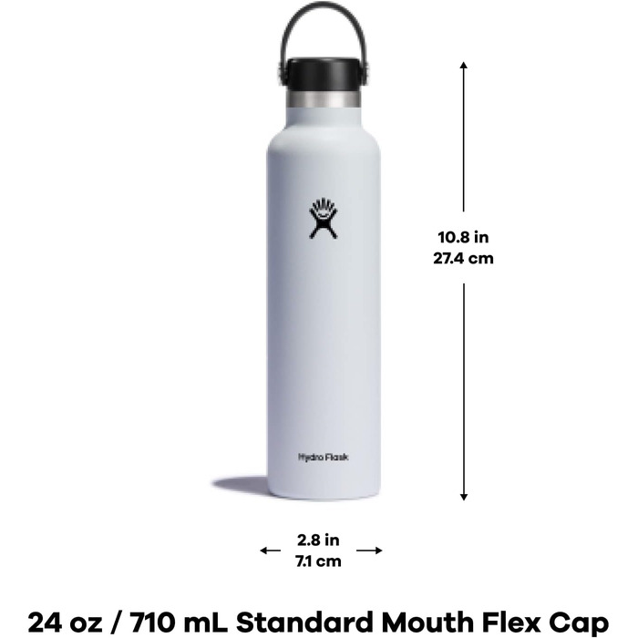 HYDRO FLASK - 18oz (532ml) Water Bottle - Vacuum Insulated Stainless Steel - Sports Bottle with Leak-Proof Flex Cap & Strap - Dishwasher-Safe Thermos - Wide Mouth - (Core, Laguna, 710 ml)