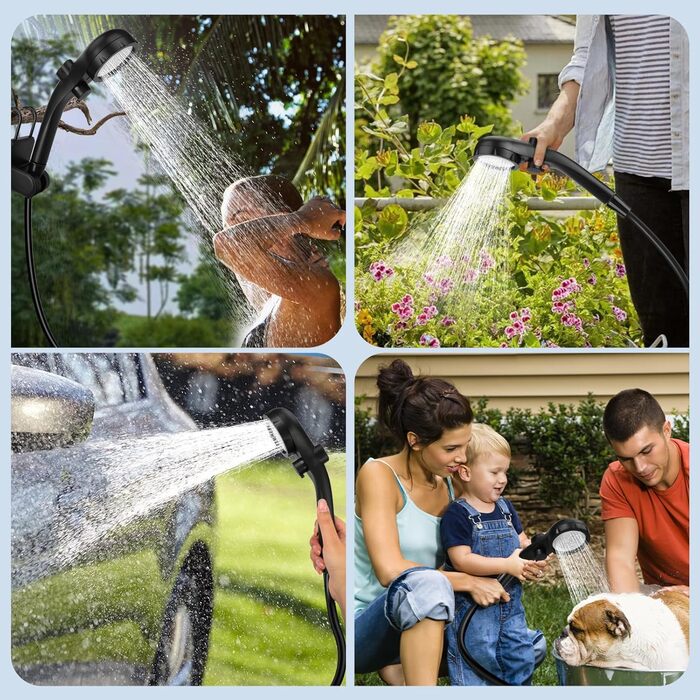 HOTOIQ Portable Electric Camping Shower with Pump - Outdoor Shower Set for Camping, Travel, Garden, Hiking, and Car Washing