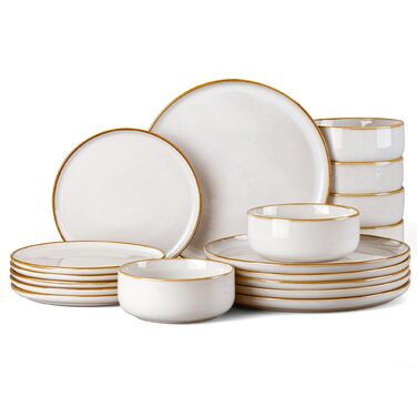 Набір керамічного посуду HOMIKIT на 6 осіб, 18 предметів (підходить для мікрохвильової печі та посудомийної машини)