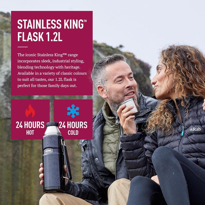 King Stainless Steel Flask with Handle - 1.2L / 1200ml - Raspberry Color