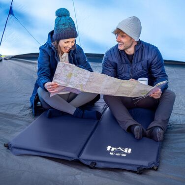 Надувна ізольована килимок/матрац для кемпінгу на двох осіб, 5 см, блакитний