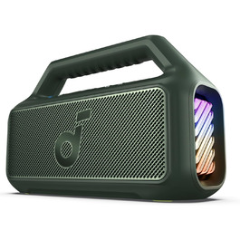 Soundcore Boom 2 - Портативна Bluetooth Колонка, 80W, Сабвуфер, BassUp 2.0, 24h, IPX7, LED, USB-C, BT 5.3, для кемпінгу, пляжу, саду (зелена)