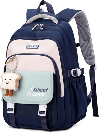 Шкільний рюкзак Makukke для підлітків, дівчаток 5 класу, 30L, водонепроникний, з милим брелоком (блакитний)